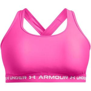 imageUnder Armour Womens Crossback Mid Impact Sports Bra654 Rebel Pink  Rebel Pink  White