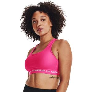 imageUnder Armour Womens Crossback Mid Impact Sports BraElectro Pink 695White