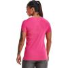 imageUnder Armour Womens HeatGear Armour ShortSleeve TShirtElectro Pink 695Metallic Silver