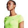 imageUnder Armour Womens HeatGear Armour ShortSleeve TShirtLime Fizz 291Metallic Silver