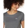 imageUnder Armour Womens HeatGear Armour ShortSleeve TShirtPitch Gray Light Heather 012Metallic Silver