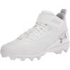 imageUnder Armour Mens Harper 7 Mid Rubber Molded Baseball Cleat Shoe100 WhiteWhiteMod Gray