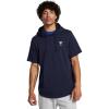 imageUnder Armour Mens Project Rock Payoff Short Sleeve Terry Hoodie410 Midnight Navy   Mod Gray