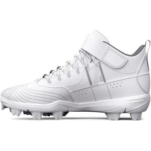 imageUnder Armour Boys Harper 7 Mid Junior Rubber Molded Cleat Baseball Shoe100 WhiteWhiteMod Gray