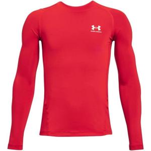 imageUnder Armour Boys HeatGear LongSleeve TShirt600 Red   White