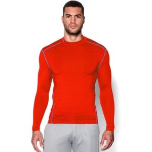 imageUnder Armour Mens ColdGear Armour Compression Mock LongSleeve TShirtDark Orange Steel