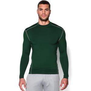 imageUnder Armour Mens ColdGear Armour Compression Mock LongSleeve TShirtForest Green Steel