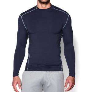 imageUnder Armour Mens ColdGear Armour Compression Mock LongSleeve TShirtNavy Steel