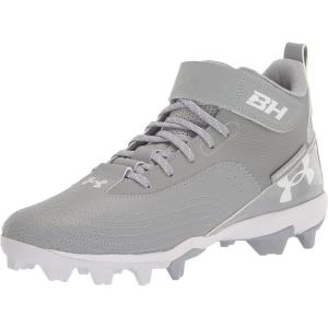 imageUnder Armour Mens Harper 7 Mid Rubber Molded Baseball Cleat Shoe101 Baseball GrayBaseball GrayWhite