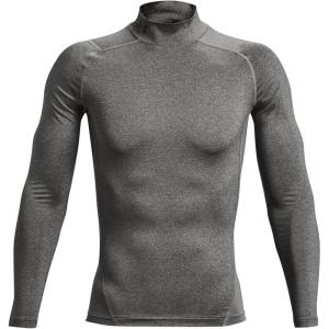imageUnder Armour Mens Heatgear Armour Mock Long Sleeve TshirtCarbon Heather 090Black