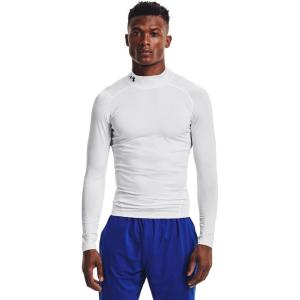 imageUnder Armour Mens Heatgear Armour Mock Long Sleeve TshirtWhite 100Black