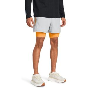 imageUnder Armour Mens Launch Run 5inch 2in1 Shorts011 Mod Gray  Nova Orange  Reflective