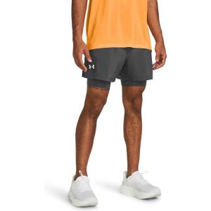 imageUnder Armour Mens Launch Run 5inch 2in1 Shorts025 Castlerock  Castlerock  Reflective