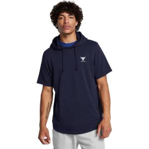 imageUnder Armour Mens Project Rock Payoff Short Sleeve Terry Hoodie410 Midnight Navy   Mod Gray