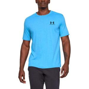 imageUnder Armour Mens Sportstyle Left Chest Short Sleeve TShirtEther Blue Medium Heather 452Black