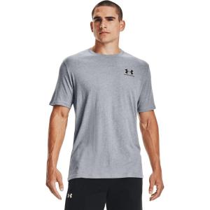 imageUnder Armour Mens Sportstyle Left Chest Short Sleeve TShirtSteel Light Heather 036Black
