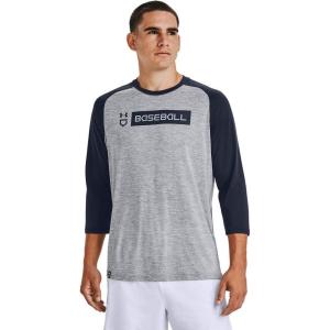 imageUnder Armour Mens Utility 34 20 TShirtSteel Full Heather 038Midnight Navy
