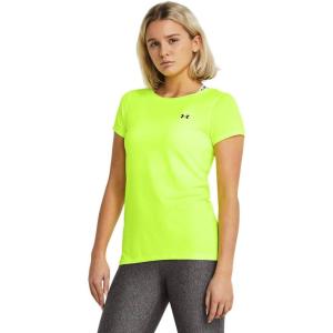 imageUnder Armour Womens HeatGear Armour ShortSleeve TShirt731 Highvis Yellow   Black