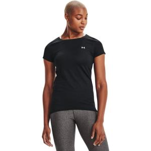 imageUnder Armour Womens HeatGear Armour ShortSleeve TShirtBlack 001Metallic Silver