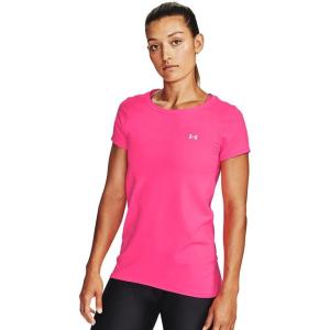 imageUnder Armour Womens HeatGear Armour ShortSleeve TShirtCerise 653Metallic Silver