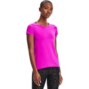 imageUnder Armour Womens HeatGear Armour ShortSleeve TShirtMeteor Pink 660Metallic Silver