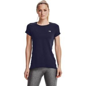 imageUnder Armour Womens HeatGear Armour ShortSleeve TShirtMidnight Navy 410Metallic Silver