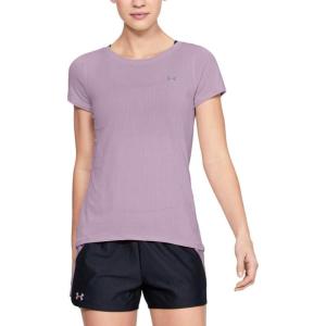imageUnder Armour Womens HeatGear Armour ShortSleeve TShirtPink Fog 694Metallic Silver