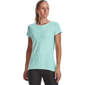 imageUnder Armour Womens HeatGear Armour ShortSleeve TShirtSea Mist 936Metallic Silver