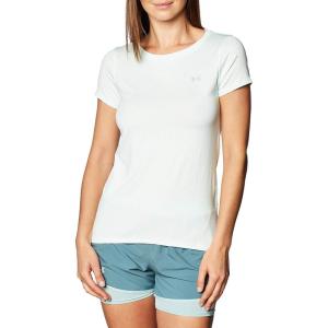 imageUnder Armour Womens HeatGear Armour ShortSleeve TShirtSeaglass Blue 403Metallic Silver