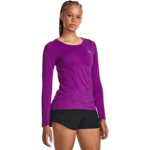 imageUnder Armour Womens Heatgear Longsleeve TShirt573 Mystic Magenta   Metallic Silver