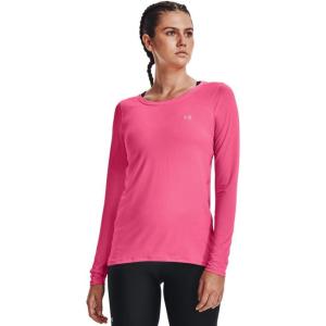 imageUnder Armour Womens Heatgear Longsleeve TShirt640 Pink Punk   Metallic Silver