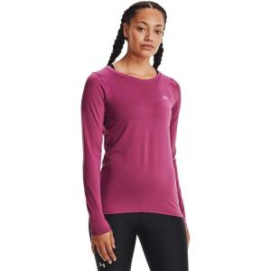 imageUnder Armour Womens Heatgear Longsleeve TShirtPink Quartz 678Metallic Silver