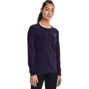 imageUnder Armour Womens Heatgear Longsleeve TShirtPurple Switch 570Metallic Silver