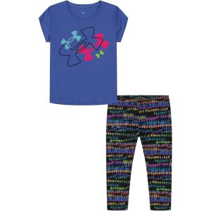 imageUnder Armour girls Short Sleeve Shirt and Legging Set Durable Stretch and LightweightBaja Blue Watercolor
