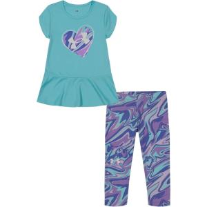 imageUnder Armour girls Short Sleeve Shirt and Legging Set Durable Stretch and LightweightBlue Foam Swirl