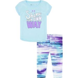 imageUnder Armour girls Short Sleeve Shirt and Legging Set Durable Stretch and LightweightOpal Blue Sp22