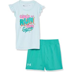 imageUnder Armour girls Short Sleeve Shirt and Legging Set Durable Stretch and LightweightSea Mist Sp22
