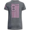 imageUnder Armour Womens New Freedom Flag TShirt012 Pitch Gray Medium Heather   Pink Edge