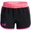 imageUnder Armour Girls Fly by Printed Shorts005 Black   Rebel Pink