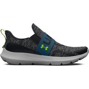 imageUnder Armour Boys Pre School Surge 3 SlipOn Running Shoe002 BlackStatic BlueLime Surge
