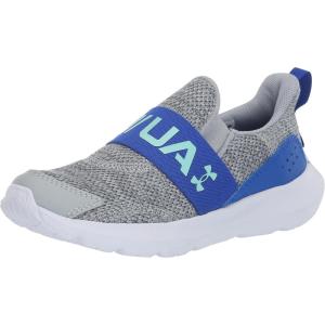 imageUnder Armour Boys Pre School Surge 3 SlipOn Running Shoe100 Mod GrayTeam RoyalNeo Turquoise