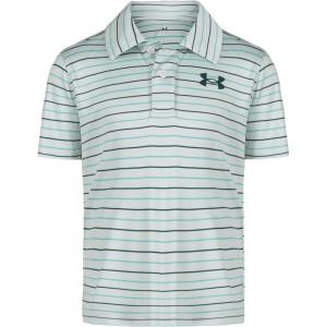 imageUnder Armour Boys Short Sleeve Ua Match Polo Collared Shirt Chest Logo Soft ampamp ComfortableDistant Gray  Stripe
