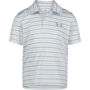 imageUnder Armour Boys Short Sleeve Ua Match Polo Collared Shirt Chest Logo Soft ampamp ComfortableGray Mist Stripe