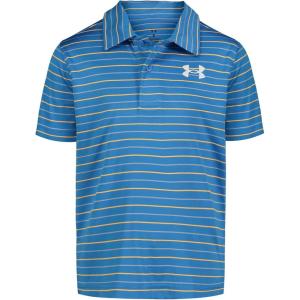 imageUnder Armour Boys Short Sleeve Ua Match Polo Collared Shirt Chest Logo Soft ampamp ComfortableViral Blue  Stripe