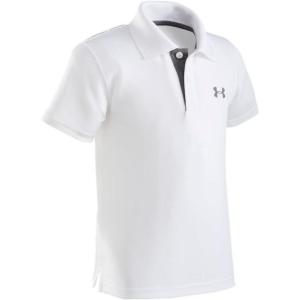 imageUnder Armour Boys Short Sleeve Ua Match Polo Collared Shirt Chest Logo Soft ampamp ComfortableWhite Carbon Heather Graphite