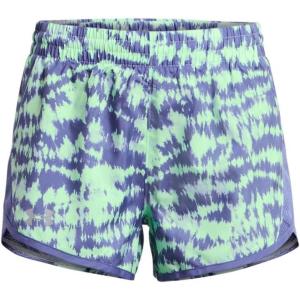 imageUnder Armour Girls Fly by Printed Shorts539 Celeste  Starlight  Reflective