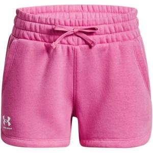 imageUnder Armour Girls Rival Fleece Shorts659 Pink Edge   White