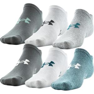 imageUnder Armour Mens Essential Lite No Show Socks 6PairsFresco Green Assorted