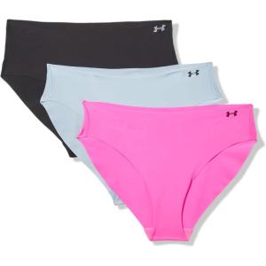 imageUnder Armour Womens 3Pack Pure Stretch No Show Bikini Underwear AllDay Comfort ampamp UltraSoft FitRebel Pink