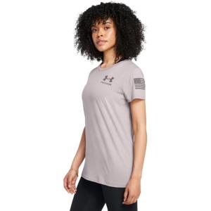 imageUnder Armour Womens New Freedom Flag TShirt015 Tetra Gray   Fresh Clay